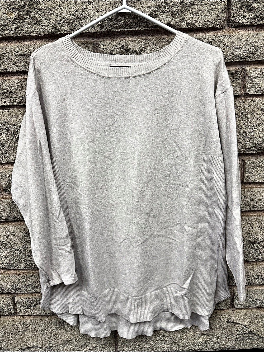 Cyrus Women’s Ivory Oversized Knit Sweater Tunic Ribbed Hem 1X
